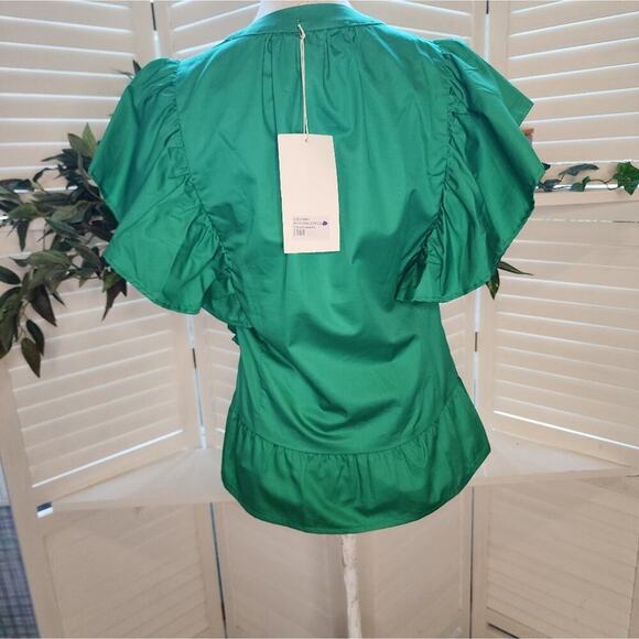 KASIA NEW GREEN RUFFLE BLOUSE SIZE SMALL RETAIL $112 - Picture 5 of 7